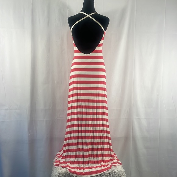 Chevron striped maxi Dress, white, Pink, Small - Picture 4 of 9